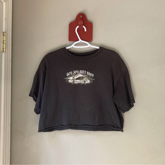 Ron Jon Surf Shop Grey Crop Graphic Tee S - Picture 2 of 5